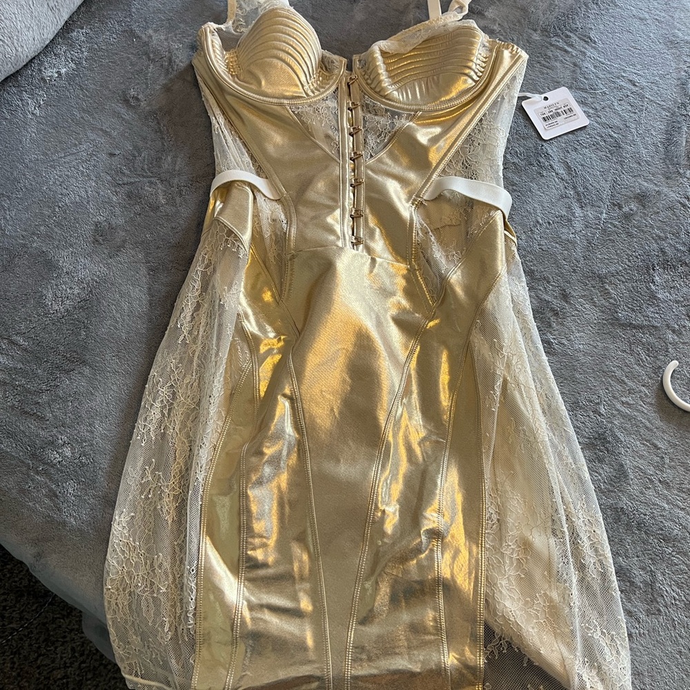 Elegant Gold Corset Dress